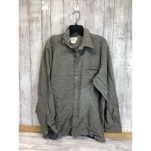 Emenegildo Zegna Men Casual Formal Shirt Size Large Gray Long Sleeve Button Up